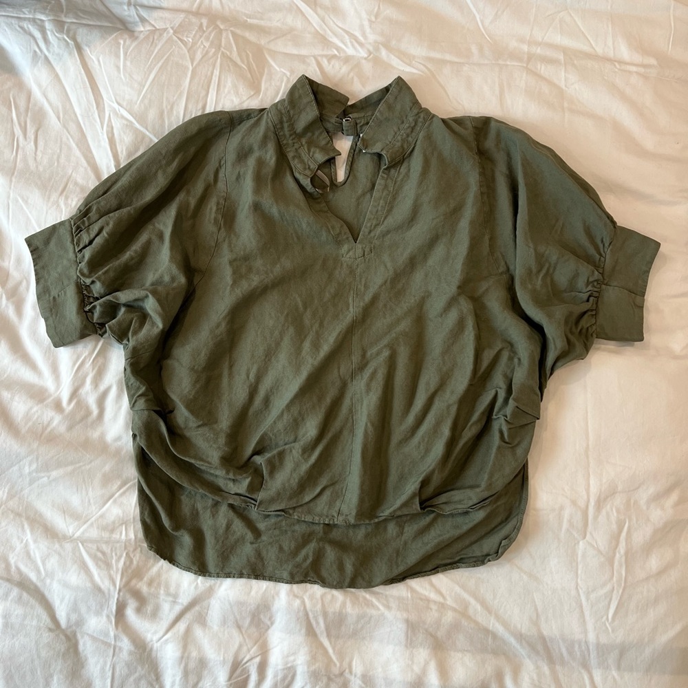TRT Green Linen Top